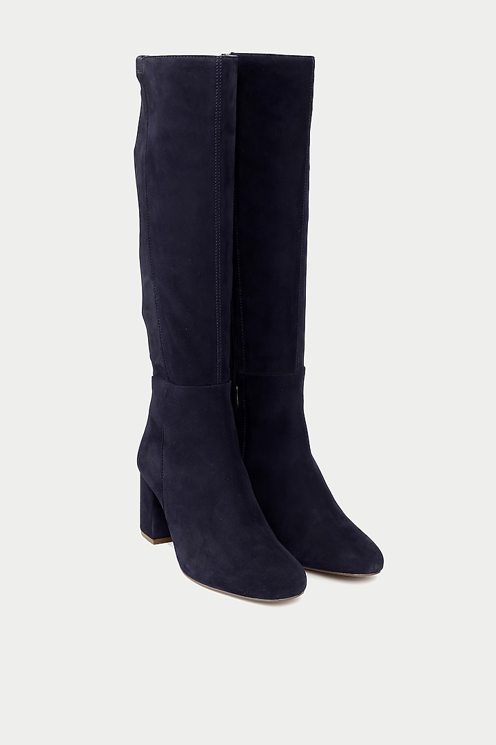 Blue Suede & Genuine Leather Knee-High Boots by Oroh at Pernia's Pop Up Shop