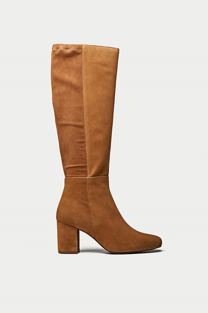 Tan Suede & Genuine Leather Knee-High Boots by Oroh at Pernia's Pop Up Shop