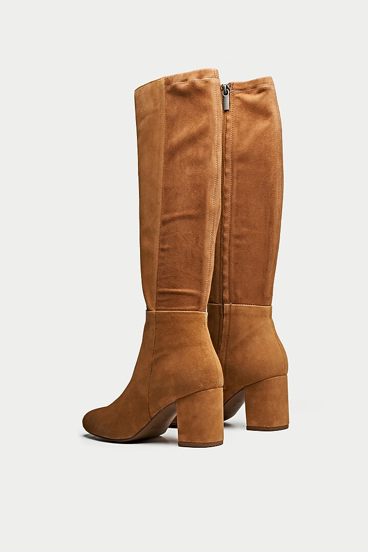 Tan Suede & Genuine Leather Knee-High Boots by Oroh at Pernia's Pop Up Shop