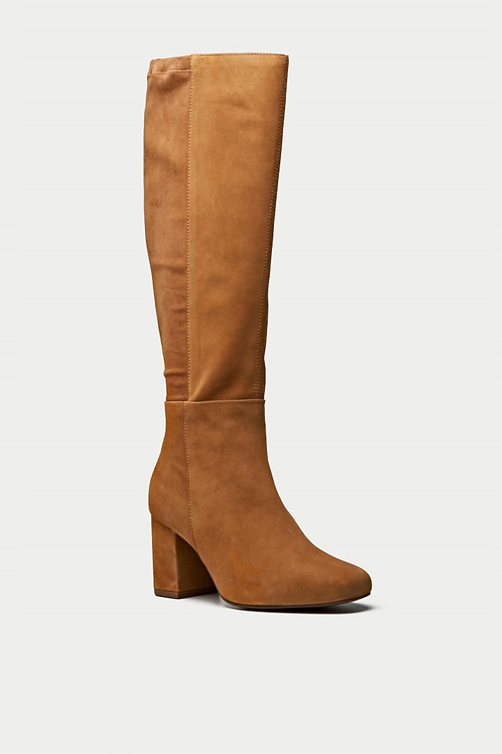 Tan Suede & Genuine Leather Knee-High Boots by Oroh at Pernia's Pop Up Shop