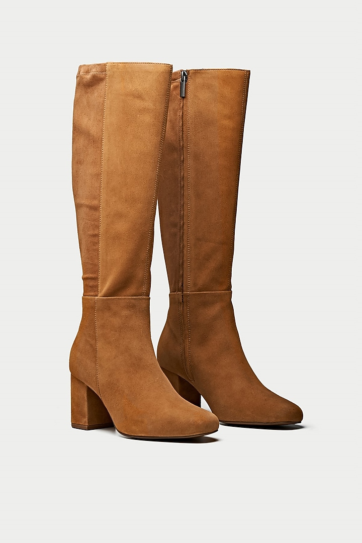 Tan Suede & Genuine Leather Knee-High Boots by Oroh at Pernia's Pop Up Shop