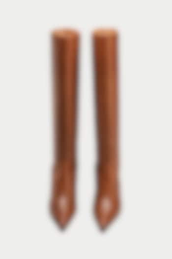 Tan Suede & Genuine Leather Knee-High Boots by Oroh at Pernia's Pop Up Shop