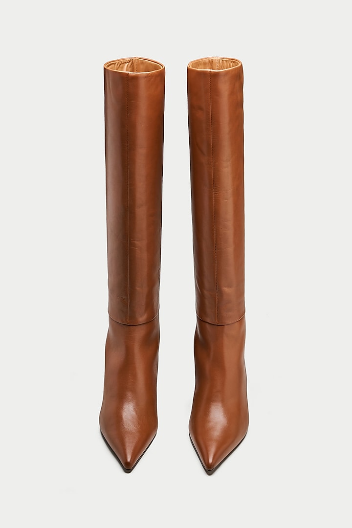 Tan Suede & Genuine Leather Knee-High Boots by Oroh at Pernia's Pop Up Shop