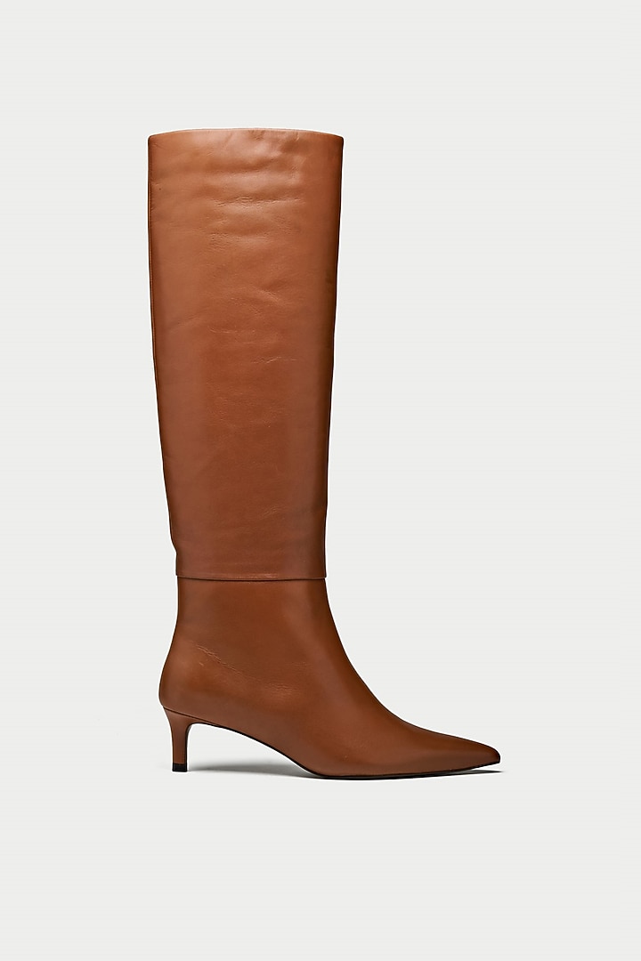 Tan Suede & Genuine Leather Knee-High Boots by Oroh at Pernia's Pop Up Shop