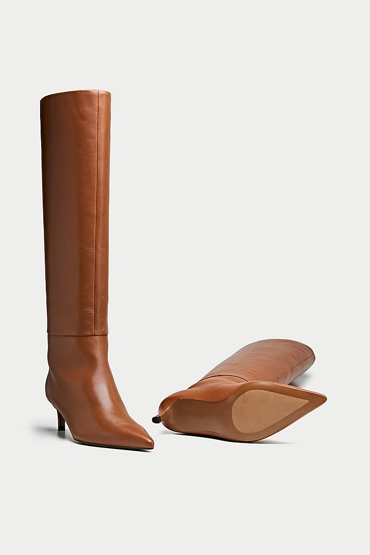 Tan Suede & Genuine Leather Knee-High Boots by Oroh at Pernia's Pop Up Shop