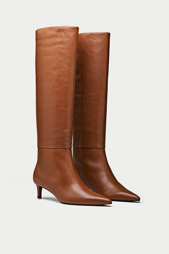 Tan Suede & Genuine Leather Knee-High Boots by Oroh at Pernia's Pop Up Shop