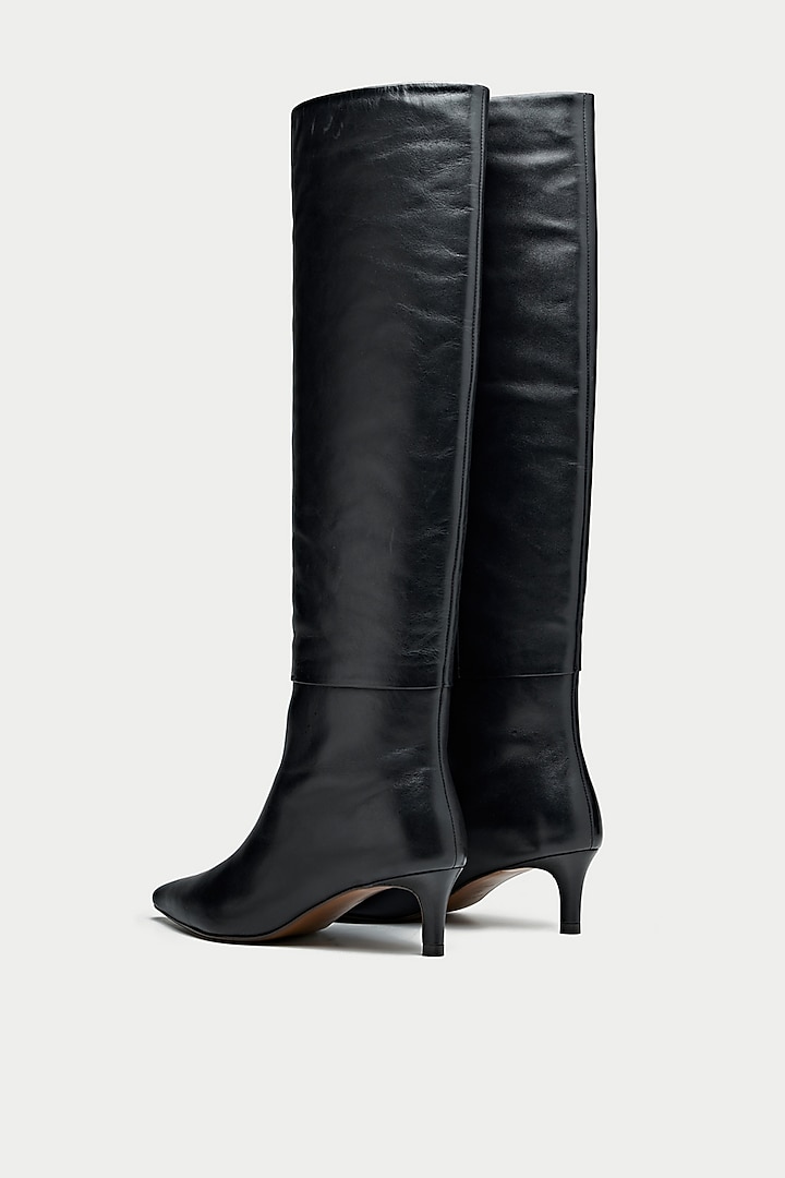 Black Suede & Genuine Leather Knee-High Boots by Oroh at Pernia's Pop Up Shop