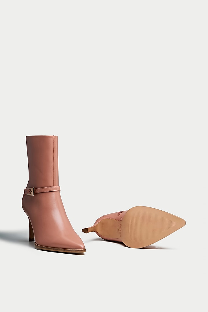 Pink Genuine Leather Ankle Boots by Oroh at Pernia's Pop Up Shop