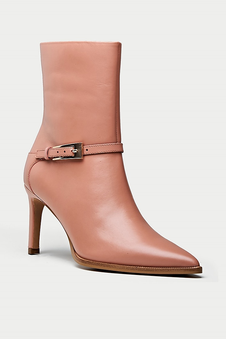 Pink Genuine Leather Ankle Boots by Oroh at Pernia's Pop Up Shop