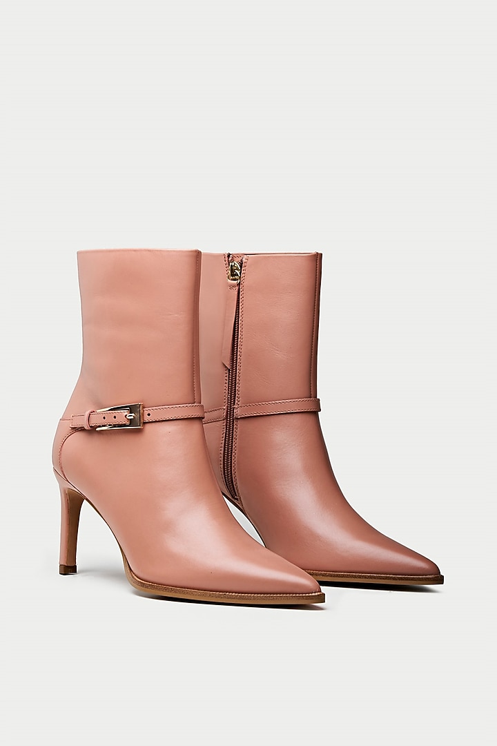 Pink Genuine Leather Ankle Boots by Oroh at Pernia's Pop Up Shop