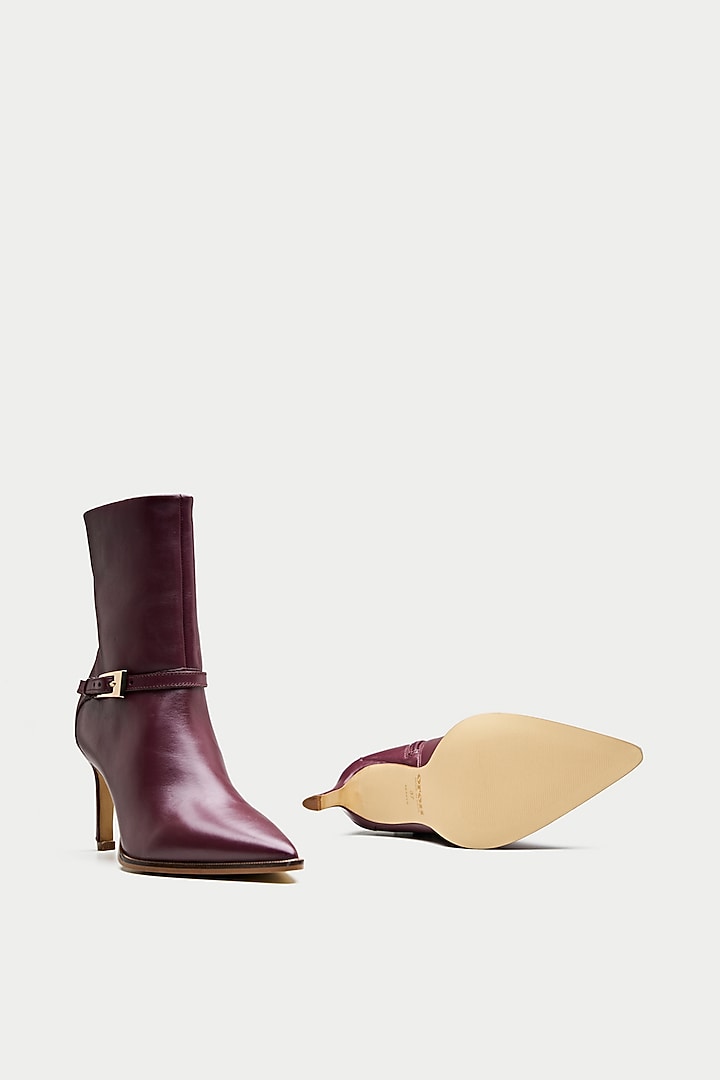 Maroon Genuine Leather Ankle Boots by Oroh at Pernia's Pop Up Shop