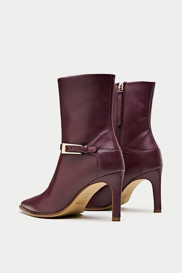 Maroon Genuine Leather Ankle Boots by Oroh at Pernia's Pop Up Shop