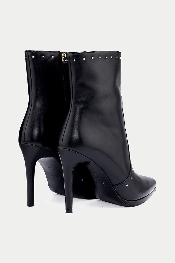 Black Genuine Leather Studded Ankle Boots by Oroh at Pernia's Pop Up Shop