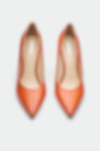 Orange Genuine Leather Pump Heels by Oroh at Pernia's Pop Up Shop