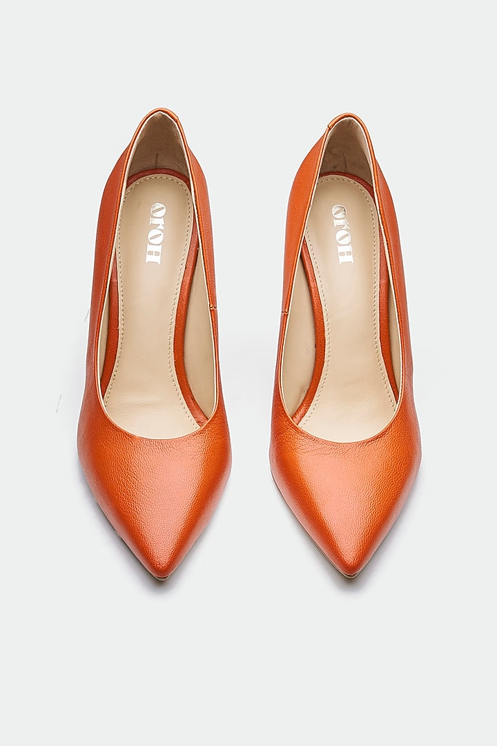 Orange Genuine Leather Pump Heels by Oroh at Pernia's Pop Up Shop