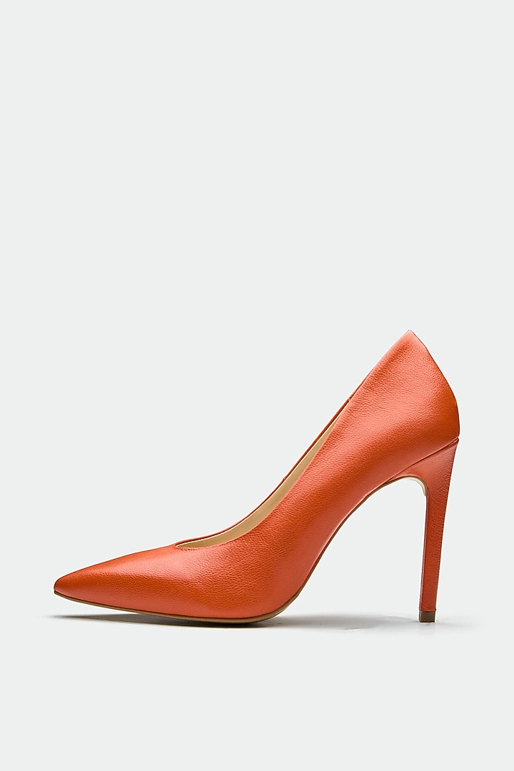 Orange Genuine Leather Pump Heels by Oroh at Pernia's Pop Up Shop