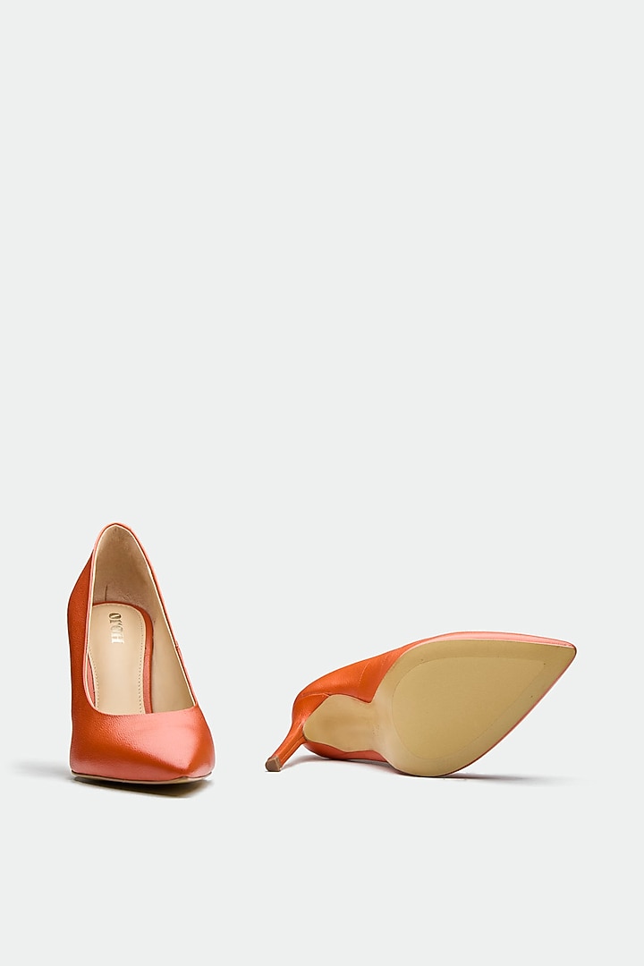 Orange Genuine Leather Pump Heels by Oroh at Pernia's Pop Up Shop