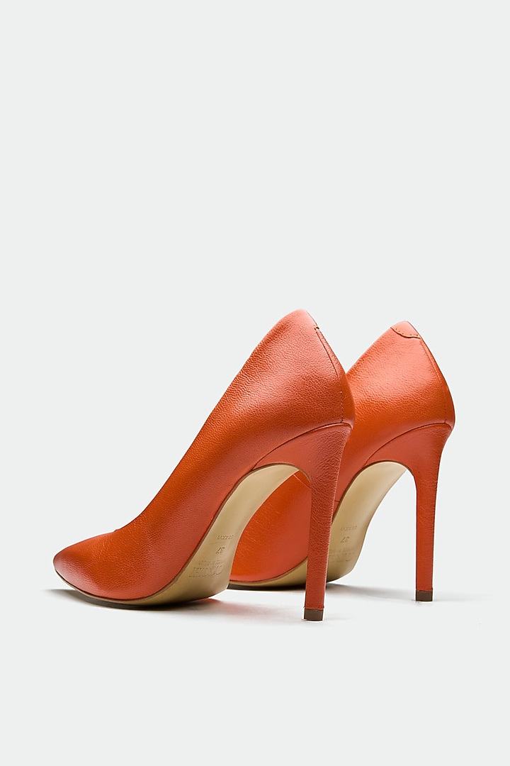 Orange Genuine Leather Pump Heels by Oroh at Pernia's Pop Up Shop