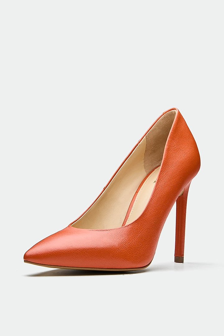 Orange Genuine Leather Pump Heels by Oroh at Pernia's Pop Up Shop