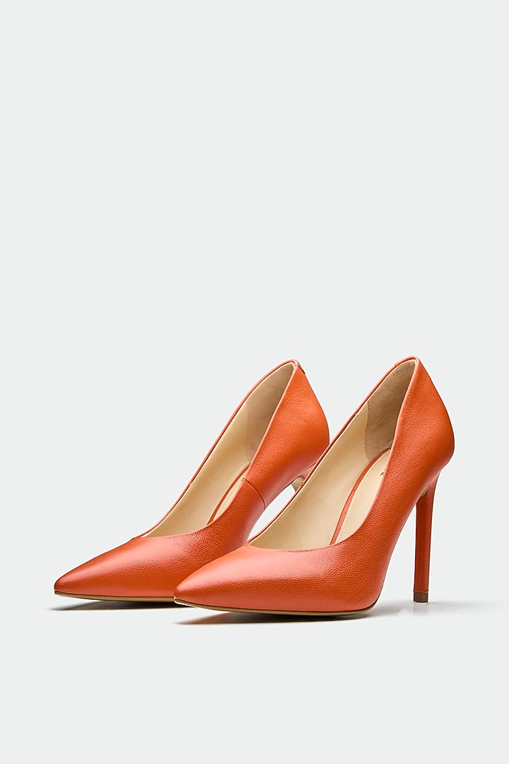 Orange Genuine Leather Pump Heels by Oroh at Pernia's Pop Up Shop