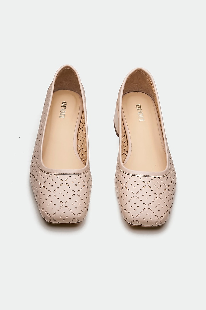 Nude Genuine Leather Square-Toe Pump Heels by Oroh at Pernia's Pop Up Shop