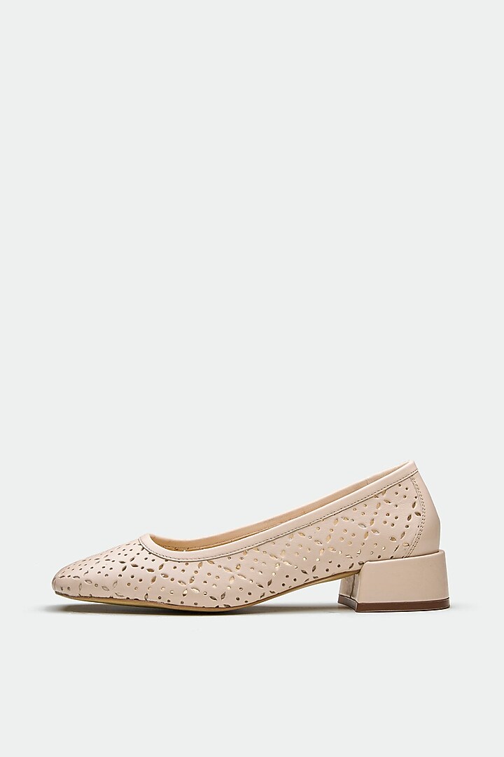 Nude Genuine Leather Square-Toe Pump Heels by Oroh at Pernia's Pop Up Shop