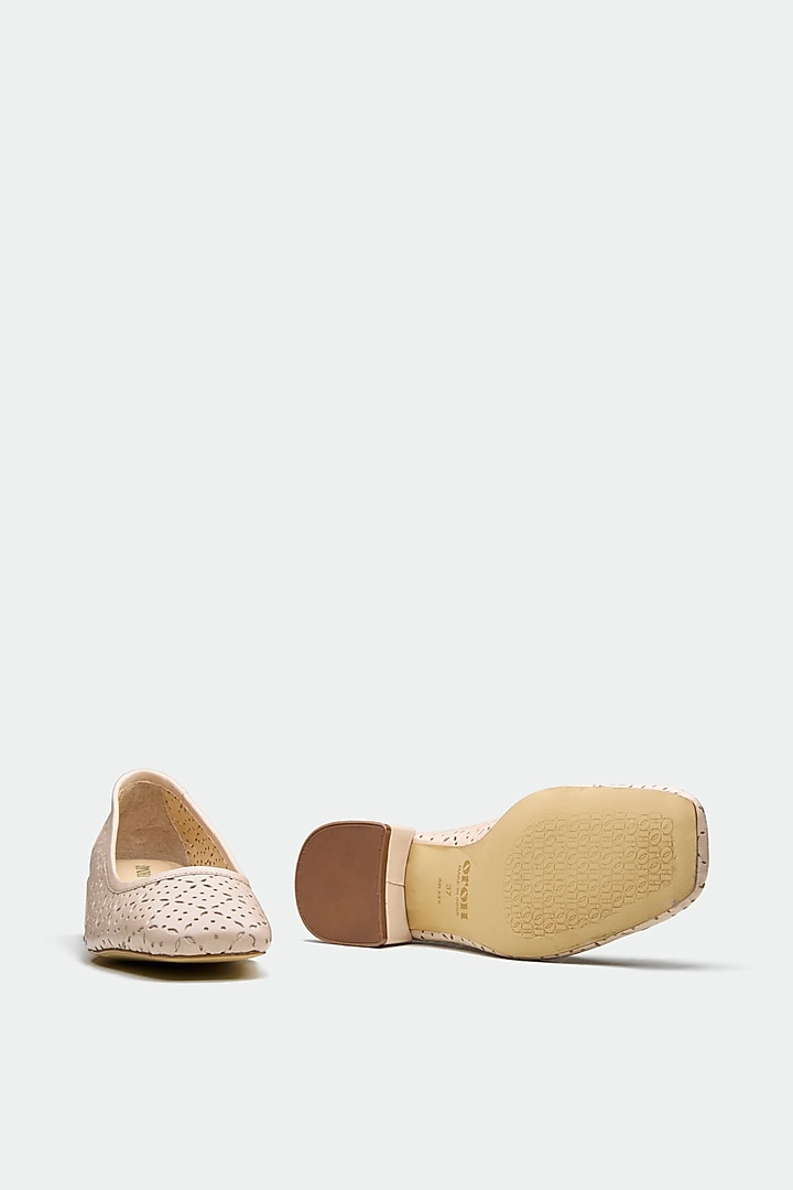 Nude Genuine Leather Square-Toe Pump Heels by Oroh at Pernia's Pop Up Shop
