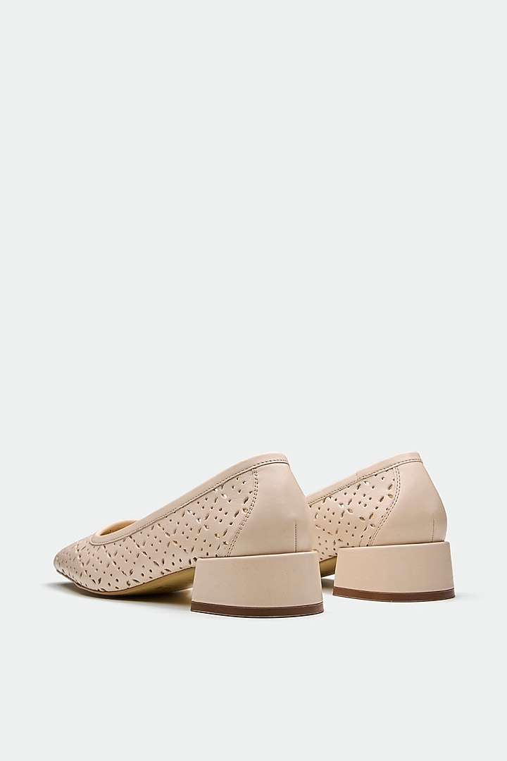 Nude Genuine Leather Square-Toe Pump Heels by Oroh at Pernia's Pop Up Shop