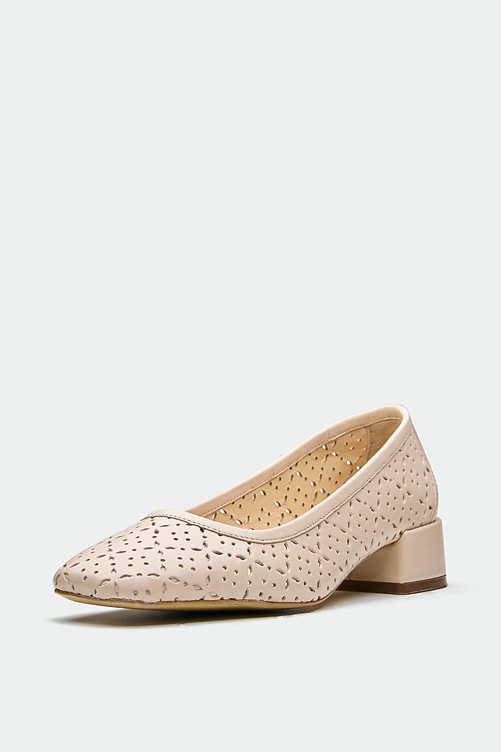 Nude Genuine Leather Square-Toe Pump Heels by Oroh at Pernia's Pop Up Shop