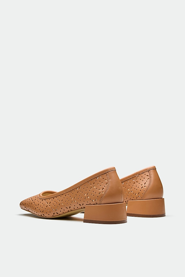 Tan Genuine Leather Square-Toe Pump Heels by Oroh at Pernia's Pop Up Shop