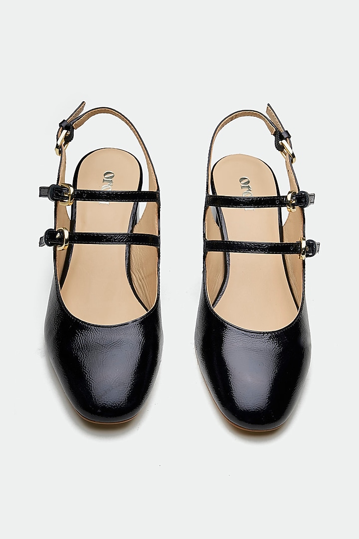 Black Genuine Leather Block Heels by Oroh at Pernia's Pop Up Shop