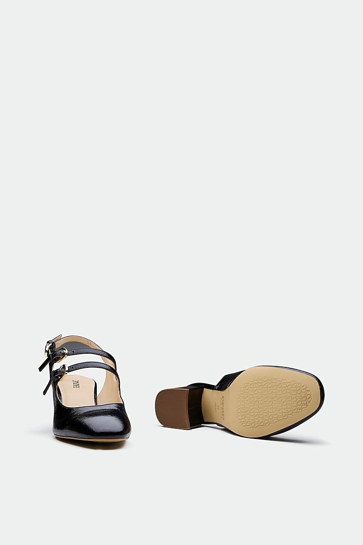 Black Genuine Leather Block Heels by Oroh at Pernia's Pop Up Shop