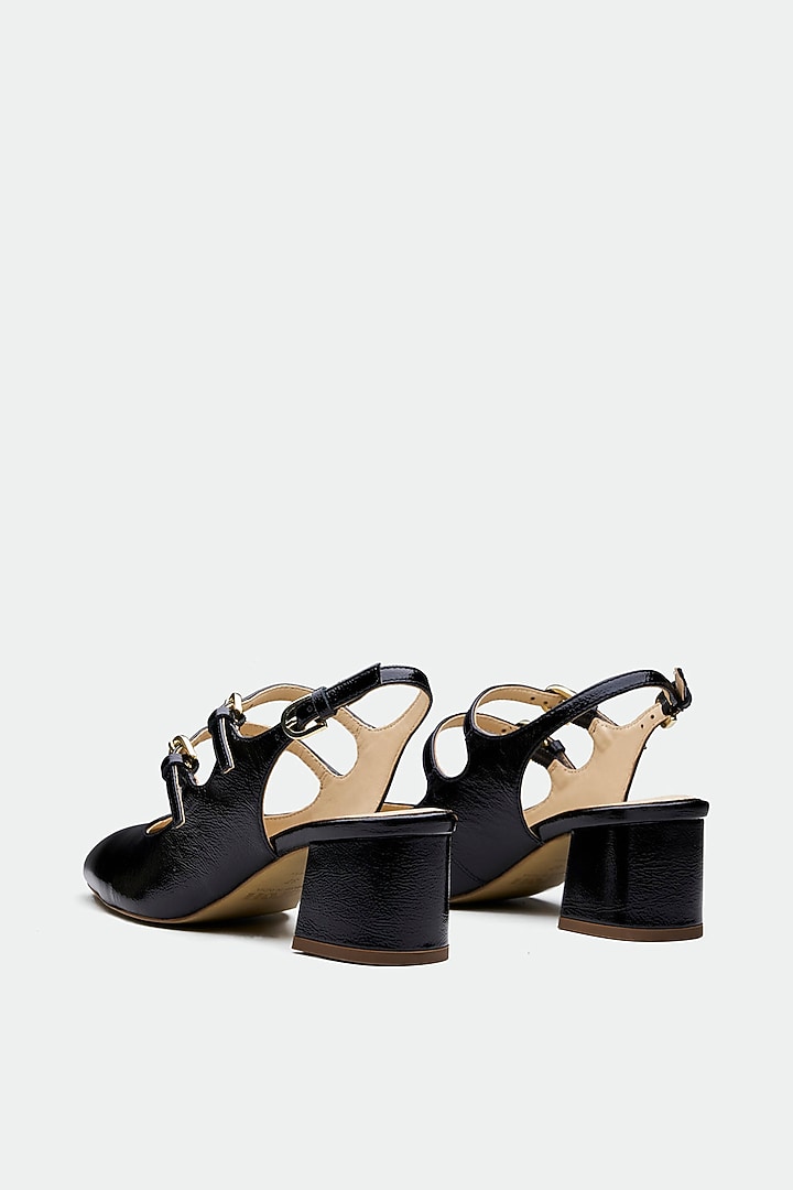 Black Genuine Leather Block Heels by Oroh at Pernia's Pop Up Shop