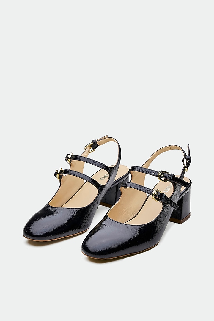 Black Genuine Leather Block Heels by Oroh at Pernia's Pop Up Shop