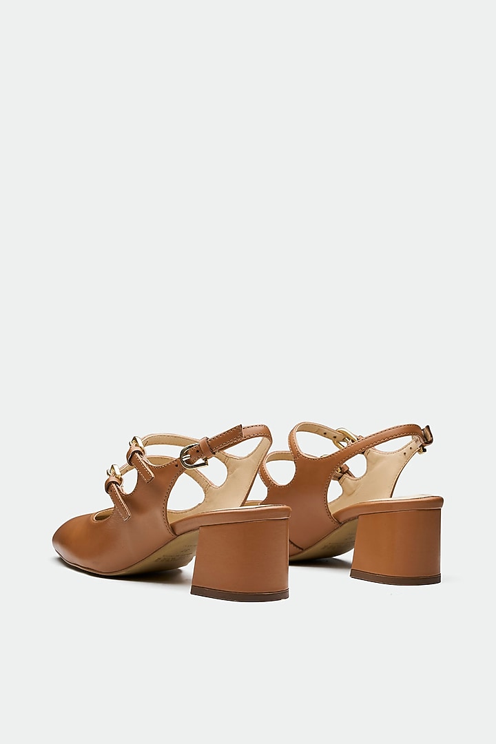 Tan Genuine Leather Block Heels by Oroh at Pernia's Pop Up Shop