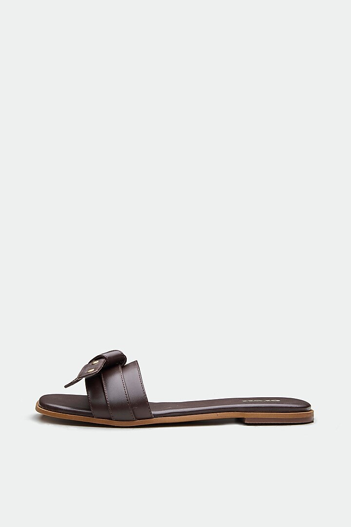 Brown Genuine Leather Open-Toe Flats by Oroh at Pernia's Pop Up Shop