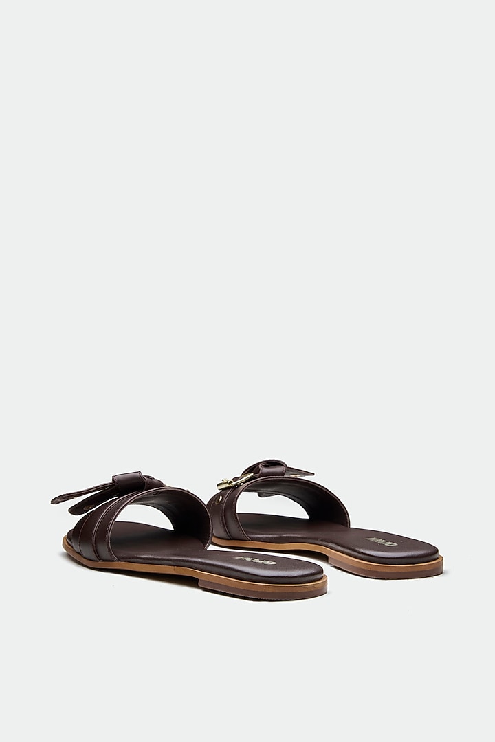 Brown Genuine Leather Open-Toe Flats by Oroh at Pernia's Pop Up Shop