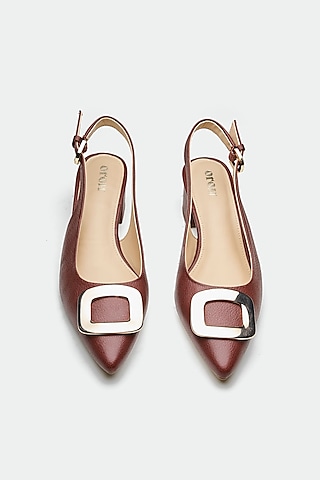 Maroon Genuine Leather Block Heels by Oroh