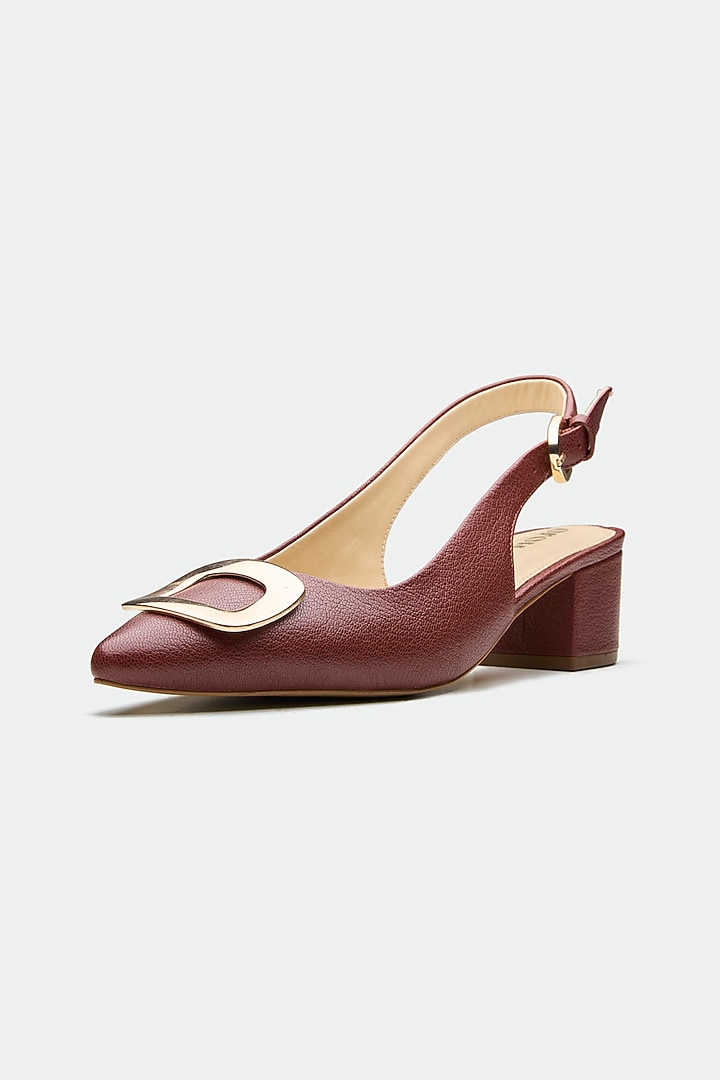 Maroon Genuine Leather Block Heels by Oroh at Pernia's Pop Up Shop