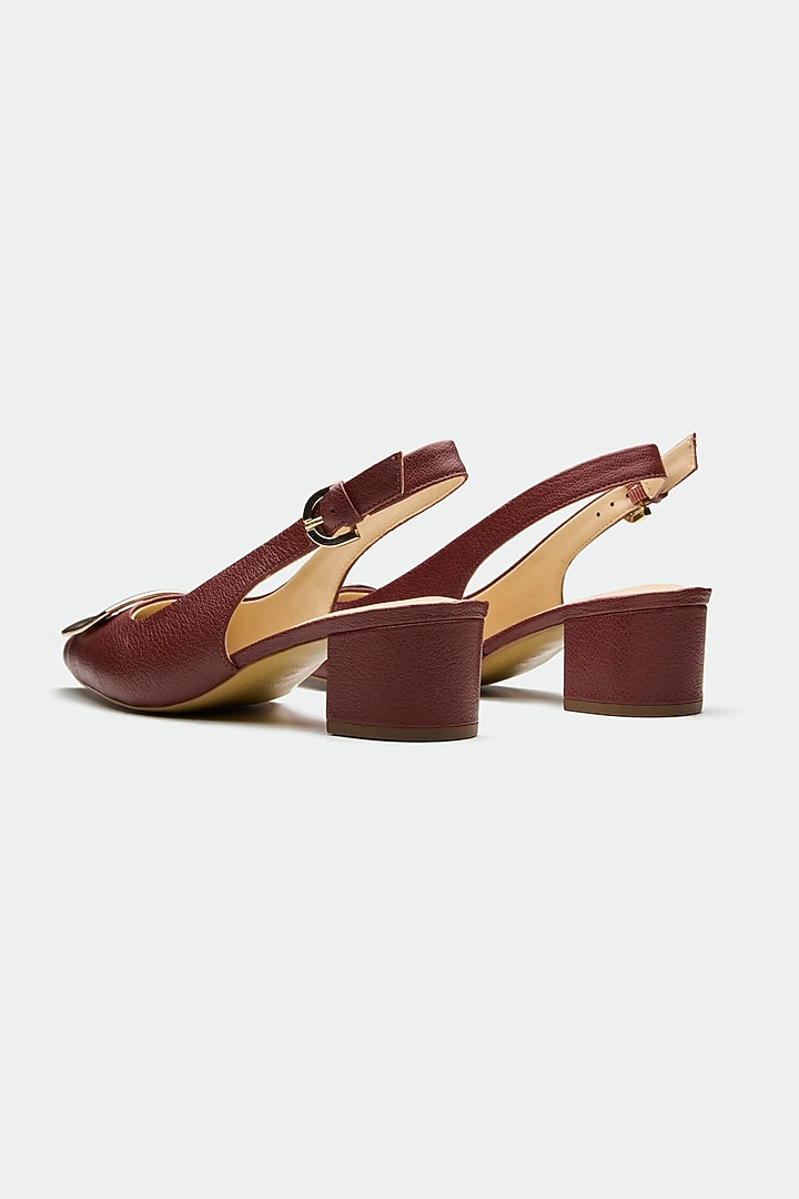 Maroon Genuine Leather Block Heels by Oroh at Pernia's Pop Up Shop