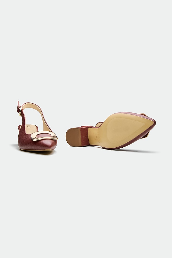 Maroon Genuine Leather Block Heels by Oroh at Pernia's Pop Up Shop