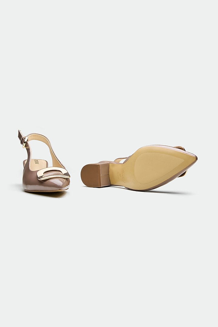 Grey Genuine Leather Block Heels by Oroh at Pernia's Pop Up Shop