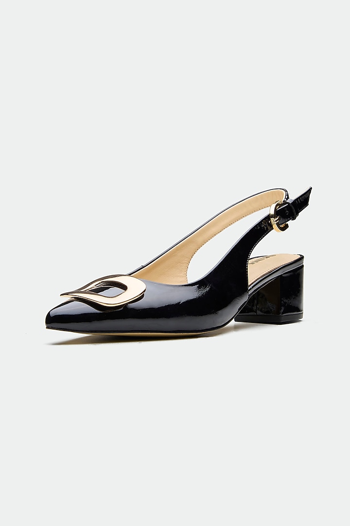 Black Genuine Leather Block Heels by Oroh at Pernia's Pop Up Shop