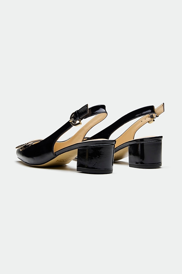 Black Genuine Leather Block Heels by Oroh at Pernia's Pop Up Shop