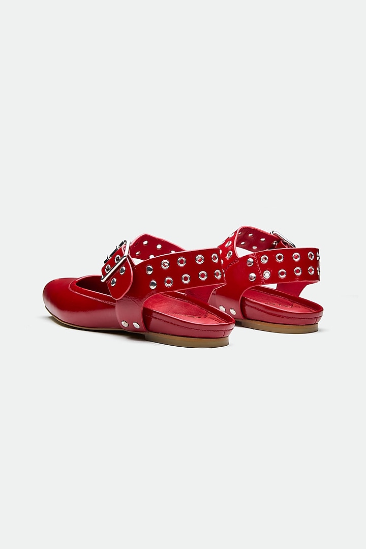 Red Genuine Leather Slip-On Flats by Oroh at Pernia's Pop Up Shop