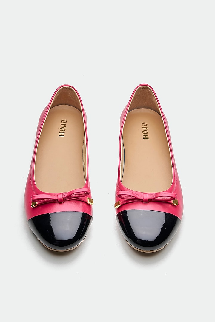 Pink Genuine Leather Bow Juttis by Oroh at Pernia's Pop Up Shop