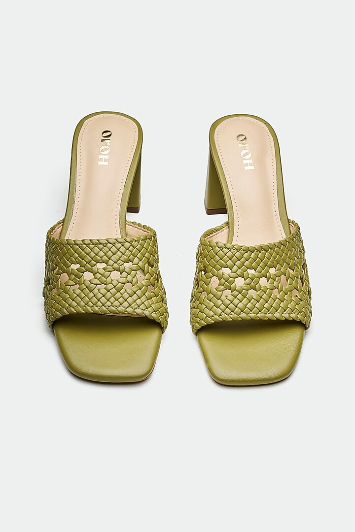 Green Genuine Leather Mule Sandals by Oroh at Pernia's Pop Up Shop