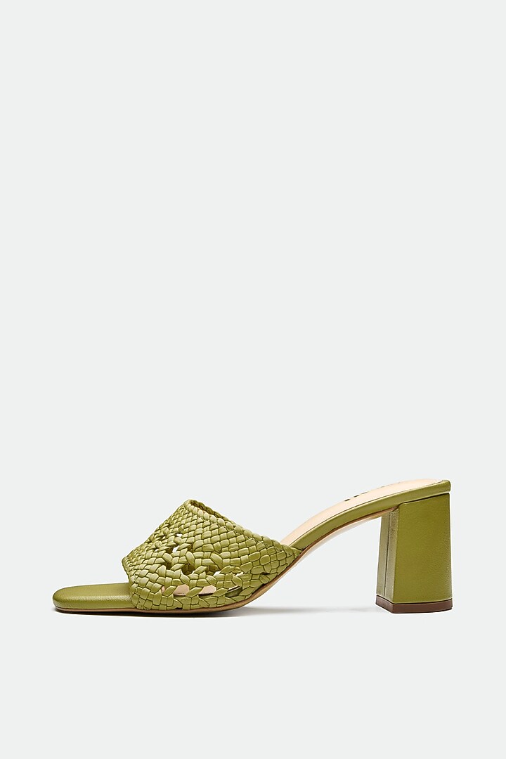 Green Genuine Leather Mule Sandals by Oroh at Pernia's Pop Up Shop