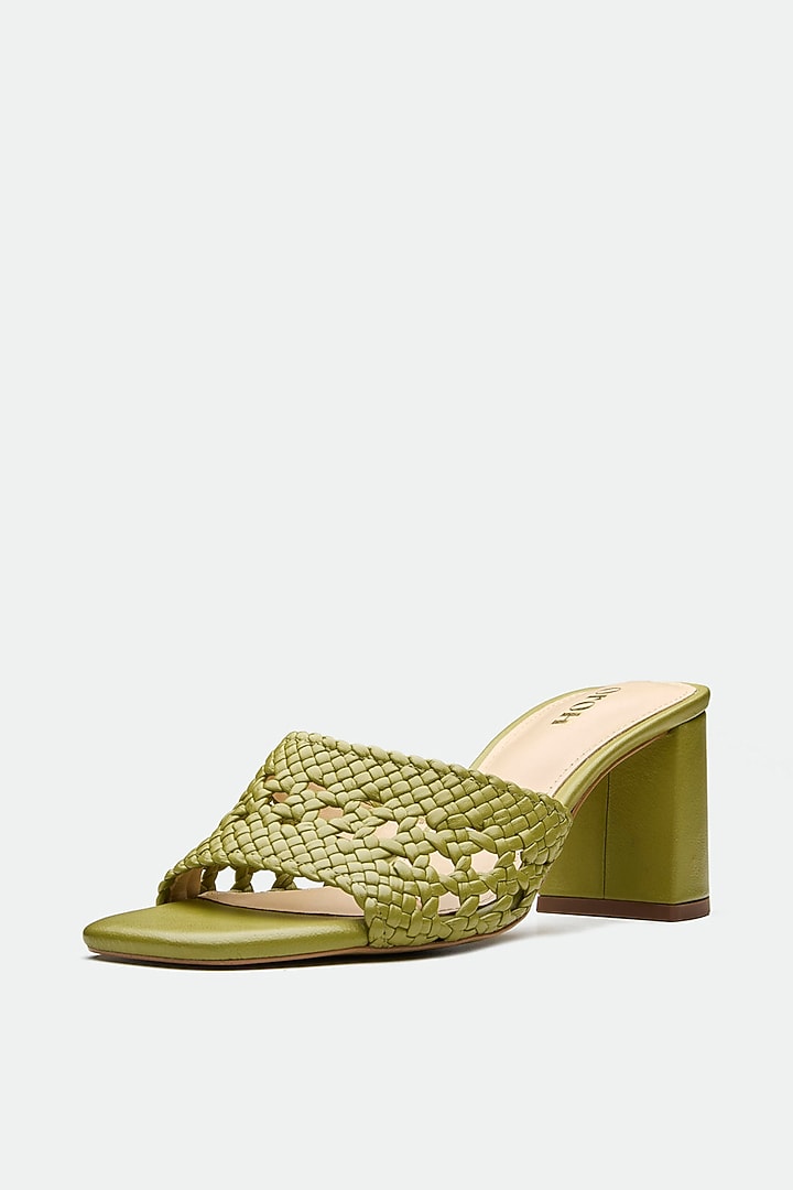 Green Genuine Leather Mule Sandals by Oroh at Pernia's Pop Up Shop