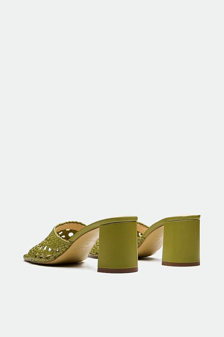 Green Genuine Leather Mule Sandals by Oroh at Pernia's Pop Up Shop